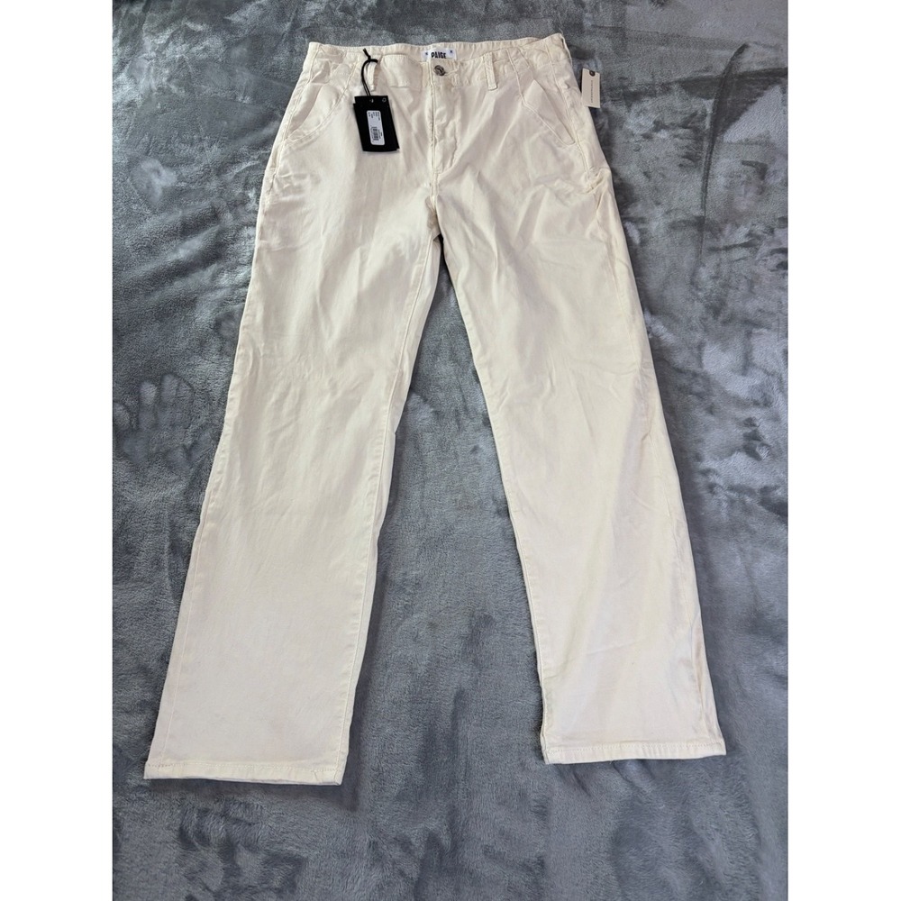 NWT PAIGE Jeans Drew Womens Size 30 32x28.5 Bootcut Ivory White Stretch